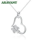 925 Silver Butterfly Heart Pendant Necklace for Women