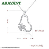 925 Silver Butterfly Heart Pendant Necklace for Women