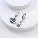 925 Silver CZ Zircon Star Moon Stud Earrings Women Engagement Gift