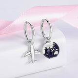 925 Silver Cactus Aircraft Feather Earrings Zircon Drop Earrings