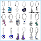 925 Silver Cactus Aircraft Feather Earrings Zircon Drop Earrings