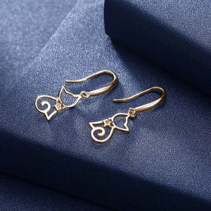 925 Silver Cat Zircon Earrings Female Crystal from Austrian Sweet Earrings