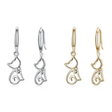 925 Silver Cat Zircon Earrings Female Crystal from Austrian Sweet Earrings