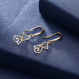 925 Silver Cat Zircon Earrings Female Crystal from Austrian Sweet Earrings