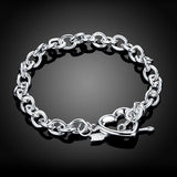 925 Silver Heart Link Bracelet Women
