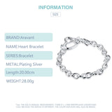 925 Silver Heart Link Bracelet Women