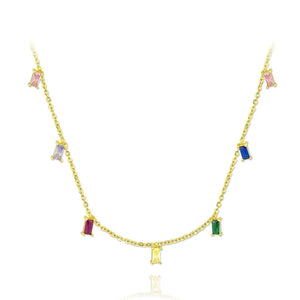 925 Silver Chain Crystal CZ Pendant Necklace For Lovers
