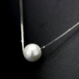 925 Silver Chain Pearl Ball Necklace Wedding Pearls Jewelry