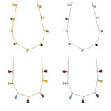 925 Silver Chain Rainbow Crystal Chokers Necklace