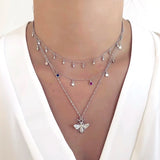 925 Silver Chain Rainbow Crystal Chokers Necklace