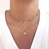 925 Silver Chain Rainbow Crystal Chokers Necklace