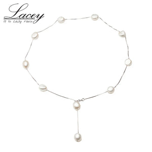 925 Silver Chain Multi Pearl Necklace For Women