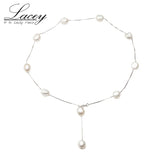 925 Silver Chain Multi Pearl Necklace For Women