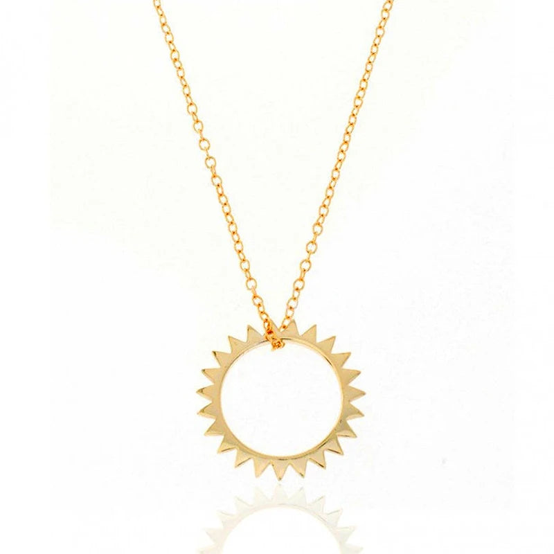 925 Silver Chain Sun Pendant Necklace Women Clavicle Chain Jewelry Gift