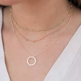 925 Silver Chain Sun Pendant Necklace Women Clavicle Chain Jewelry Gift