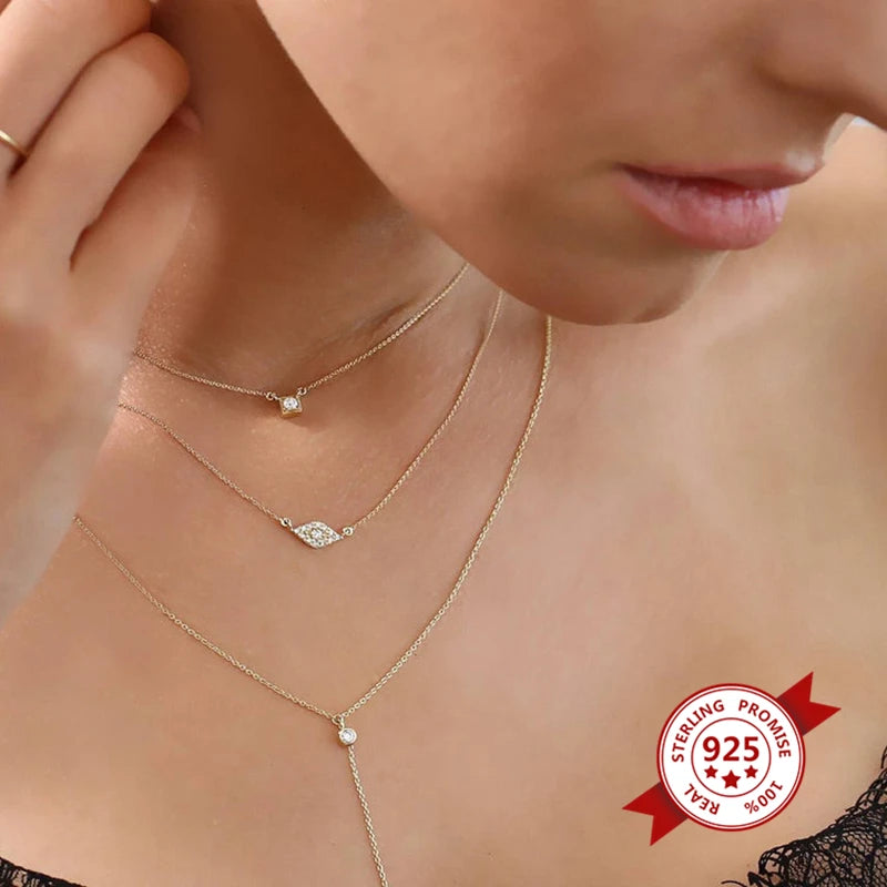 Vintage Crystal Necklace Pendant Clavicle Chain Statement Women Jewelry