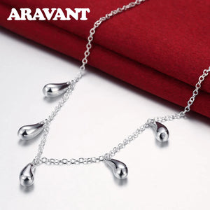 925 Silver Chain Water Drop Necklace Women Silver Necklaces