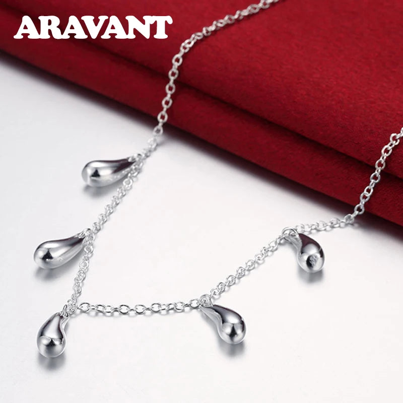 925 Silver Chain Water Drop Necklace Women Silver Necklaces