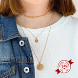 925 Silver Chainr Coins and Cross Pendant Necklace for Women