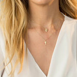 925 Silver Chainr Coins and Cross Pendant Necklace for Women