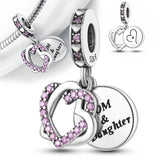 925 Silver Heart Shape Dangle Charms For Mom Son Daughter
