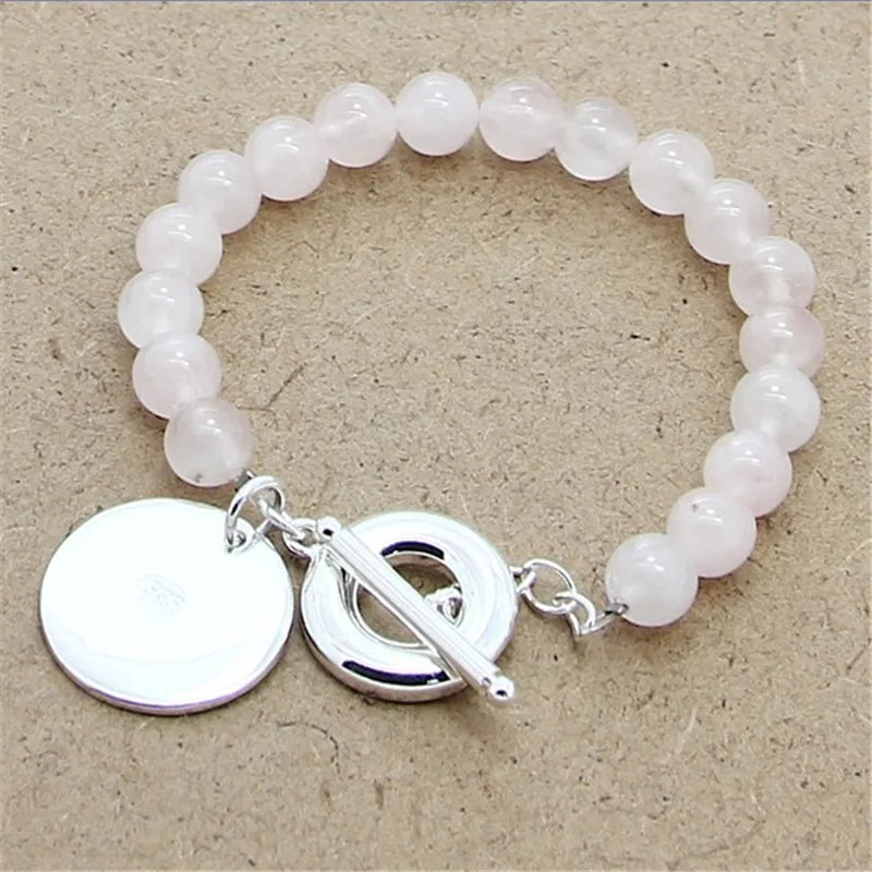 925 Silver Freshwater Pearl Round Bracelet for Women