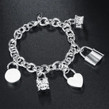 925 Silver Charm Bracelets Bangles For Women Wedding Jewelry