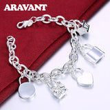 925 Silver Charm Bracelets Bangles For Women Wedding Jewelry