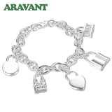 925 Silver Charm Bracelets Bangles For Women Wedding Jewelry