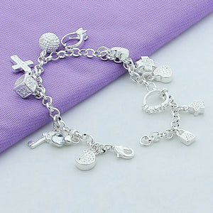 925 Silver Charm Bracelets For Women Party Jewelry