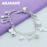 925 Silver Charm Bracelets For Women Party Jewelry