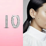 925 Silver Charm Double Hoop Earrings Moments Women Female Jewelry