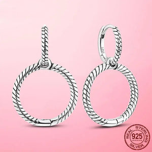 925 Silver Charm Double Hoop Earrings Moments Women Female Jewelry