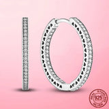 925 Silver Charm Double Hoop Earrings Moments Women Female Jewelry