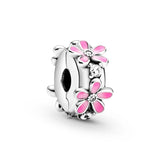 925 Silver Iron Tower Four Leaf Clover Charm Pink Heart Beads Turtle Pendant