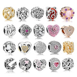 925 Silver Love Wedding Charm Bracelet with Zircon Beads