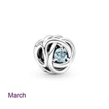 925 Silver Birthstone Circle Charm Beads for Bracelets
