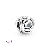 925 Silver Birthstone Circle Charm Beads for Bracelets