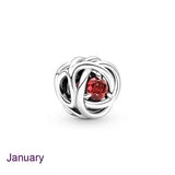 925 Silver Birthstone Circle Charm Beads for Bracelets