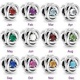 925 Silver Birthstone Circle Charm Beads for Bracelets