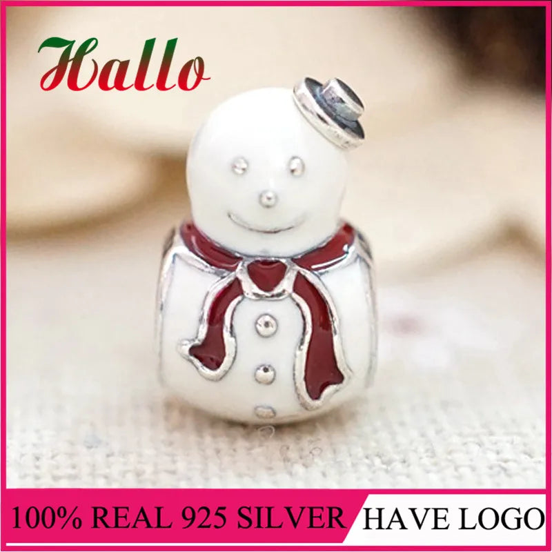 925 Silver Snowman Charm for Bracelet Winter Collection DIY Bead Jewelry