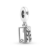 925 Silver Badminton Crown Safety Chain Snake Beads Tape Pendant