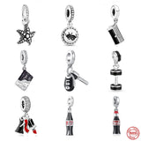 925 Silver Charms Beads for Bracelet DIY Women Jewelry Car Key Pendant