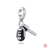 925 Silver Charms Beads for Bracelet DIY Women Jewelry Car Key Pendant