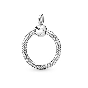 925 Silver Moment Heart Charm Keyring Holder for Pandora Charms