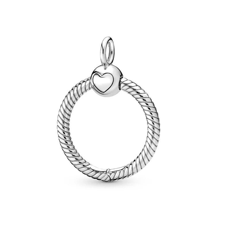 925 Silver Moment Heart Charm Keyring Holder for Pandora Charms