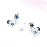 925 Silver Clear CZ Stud Earrings Star Starfish Dolphin