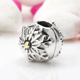 925 Silver Snowflake Blooms Flower Bead Bracelet Bangle Jewelry Gift