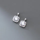 925 Silver Zircon Square Charms DIY Pendant Necklace Jewelry
