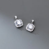 925 Silver Zircon Square Charms DIY Pendant Necklace Jewelry